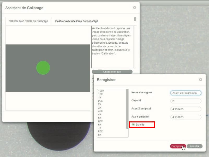 Vérification de l'assistant de calibration